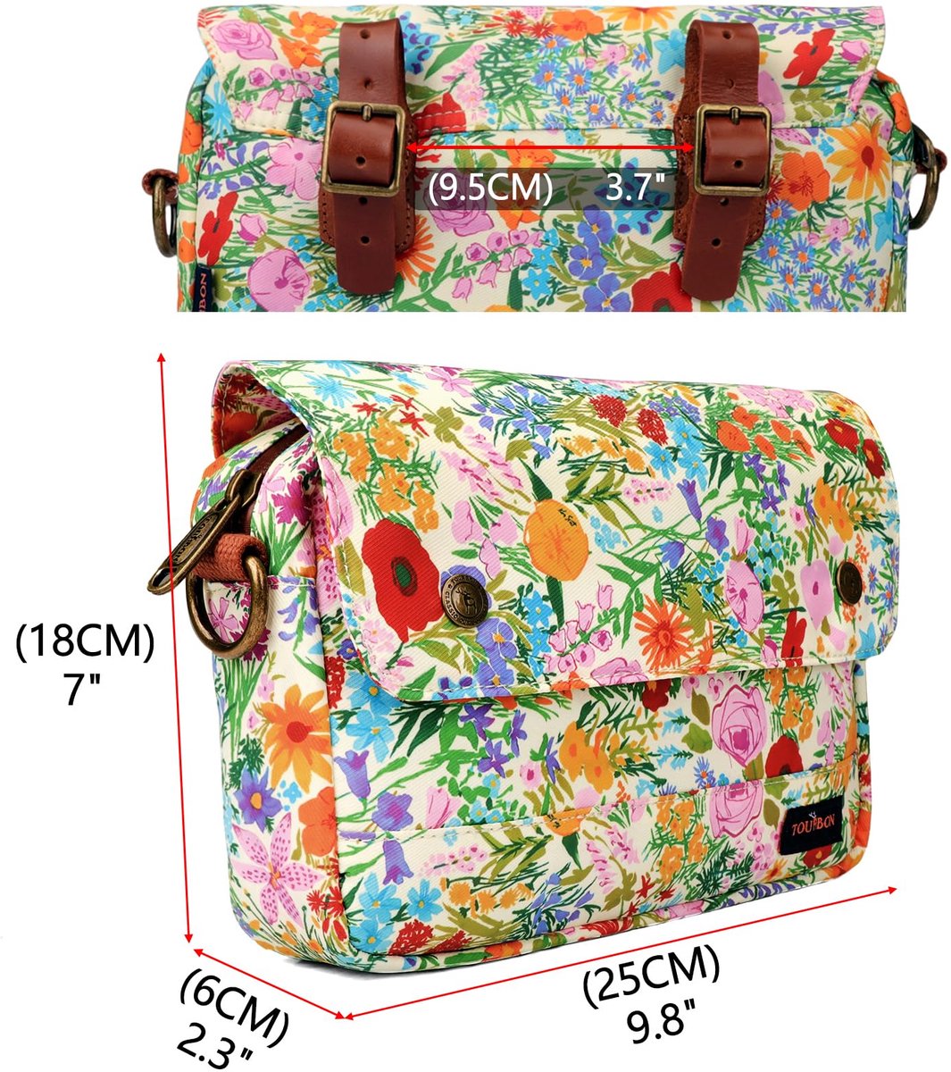 SnelShoppen - Waterdichte Canvas Fietstassen Stuur Tas met Bloem Patroon - Fiets Pouch voor Fietsaccessoires, Ideaal voor Fietstochten, Camping en Dag