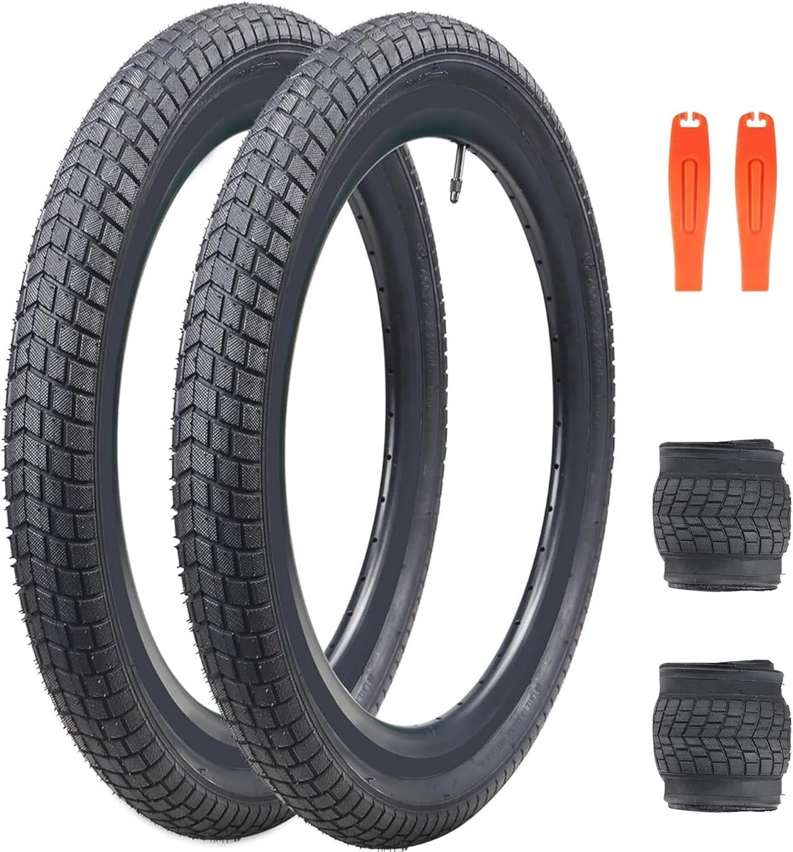 2 Stuks Vouwbare Fietsbanden 20 x 2.125 met 2 Binnenbanden AV48 mm Ventiel voor Kinderen