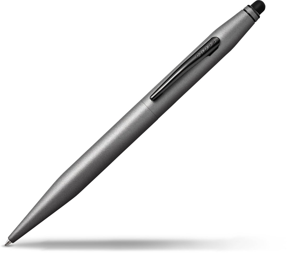 SnelShoppen - Cross Tech 2 balpen met stylus - zwart - metalen balpen in titanium grijs - geschenkdoos - vervangbare vulling - ideaal voor kantoor en