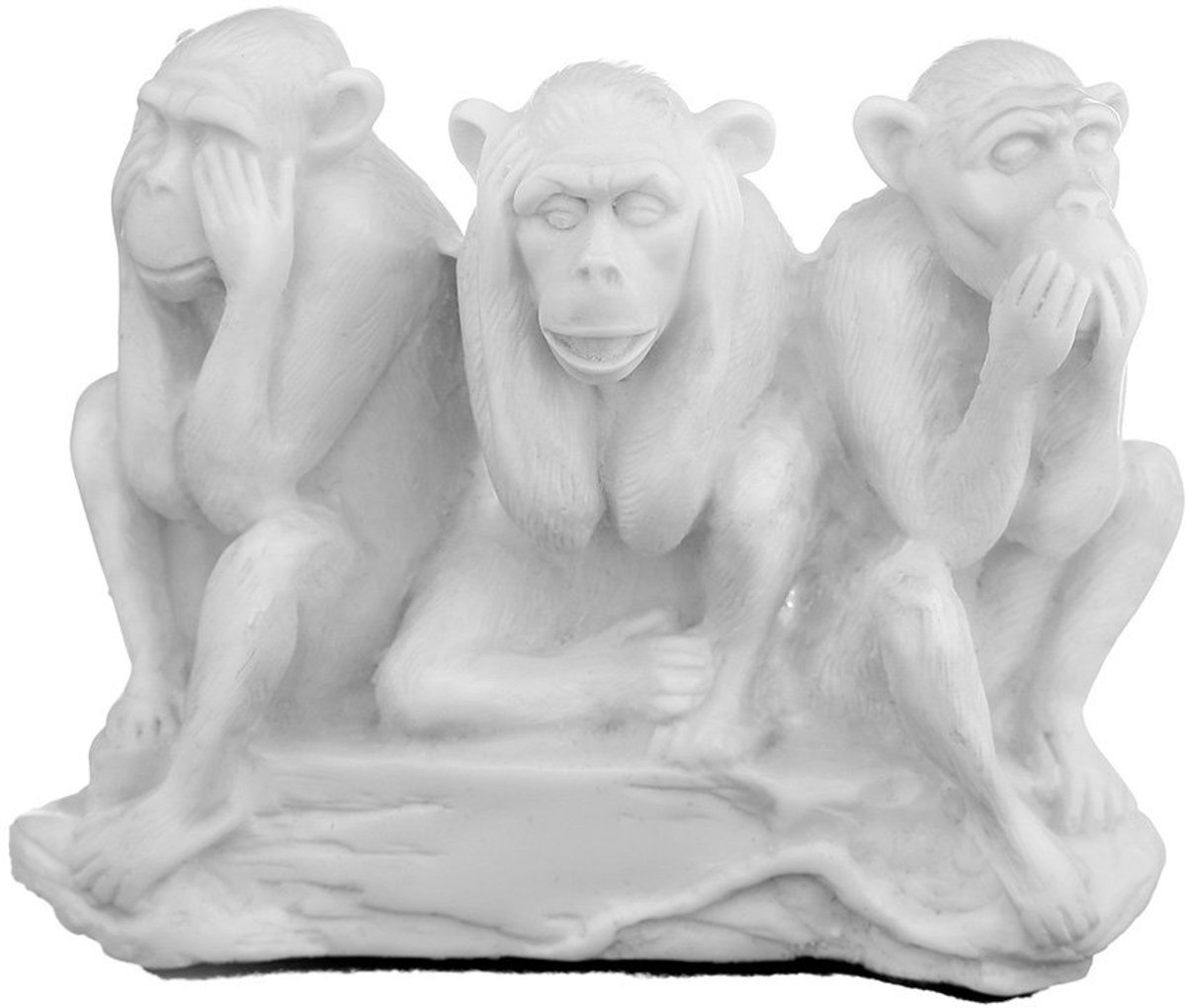 SnelShoppen - Marmeren Beeldje Zien Horen Zwijgen Drie Wijze Apen 11 cm - Decoratie voor Woonkamer, Tuin, Feestjes - Stijlvol Accessoire in Wit en Gri