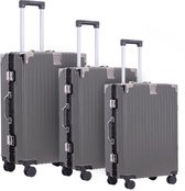 FLY&BYE® Kofferset Axis Aluminium S/M/L - 3 Delig - Complete Set - 37 Handbagage + 67 en 94L Ruimbagage - Cijferslot - Antraciet