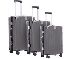 FLY & BYE FLY&BYE® Kofferset Axis Aluminium S/M/L - 3 Delig - Complete Set - 37 Handbagage + 67 en 94L Ruimbagage - Cijferslot - Antraciet