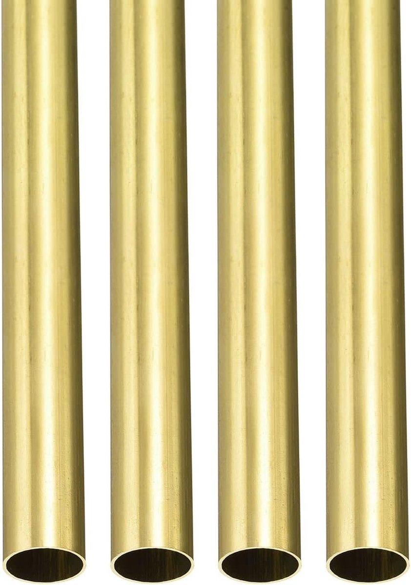 8mm x 0.3mm x 300mm Messing Buis - 4 Stuks - Geschikt voor Machine Apparatuur, Ambachten en Decoratieve Toepassingen - Ronde Metalen Slangen