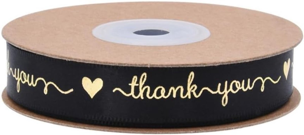 Verjaardagslint met "Dank U" Opdruk, 15 mm Satijnen Lint voor Taartdecoratie, Cadeauverpakking en Creatieve Projecten