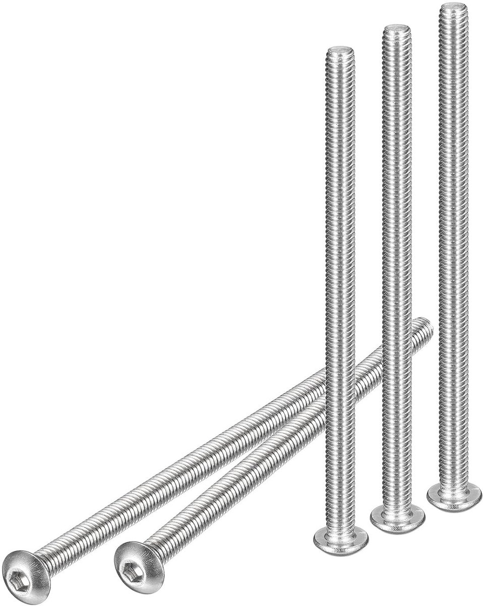 M4-0.7 x 70mm Hex Socket Schroeven met Lenskop, Verpakking van 25, Geschikt voor Machines - 304 RVS 18/8 - Volledige Draad Bevestigingselementen voor Diverse Toepassingen