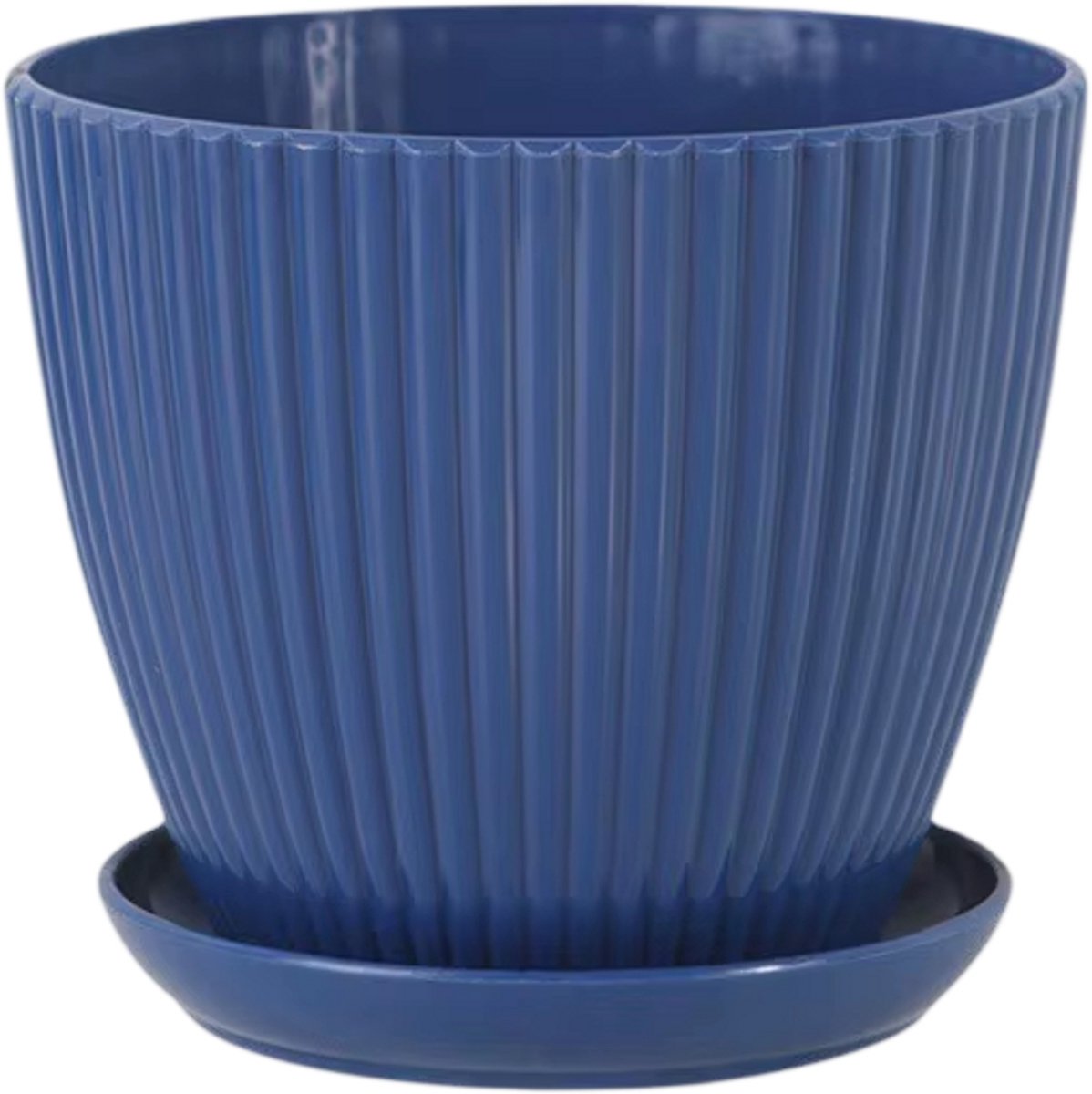 5x Kleine Bloempot met Lade – Kunststof Plantenpot met Zelfbewatering Waterreservoir – Ronde Succulent Pot voor Vetplanten, Kantoor, Tafel en Huis Decoratie - Blauw - M 11x10cm