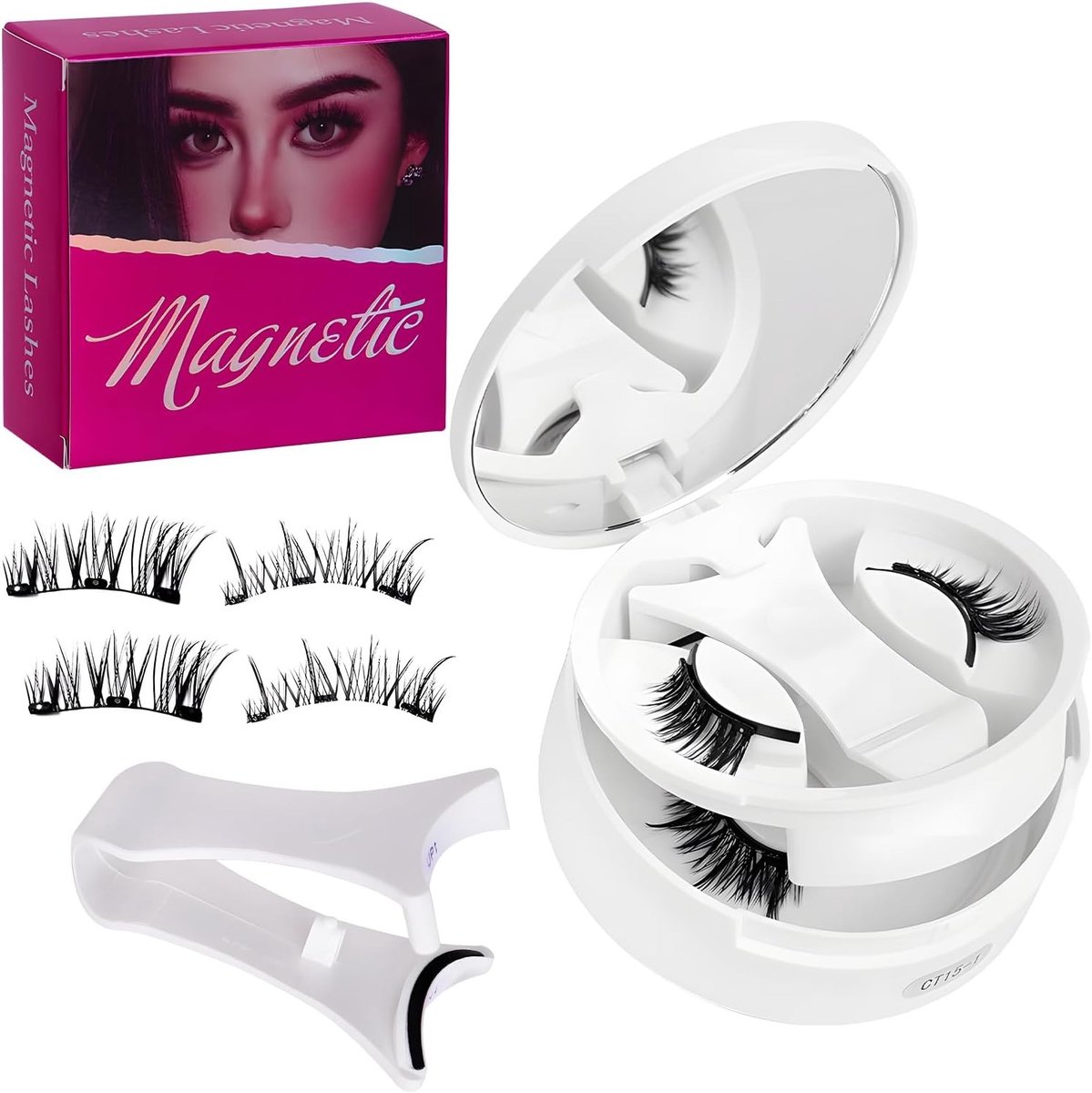 Herbruikbare magnetische wimpers set van 2 paar, zonder lijm, sterke magneten en dubbele maten voor een natuurlijke look