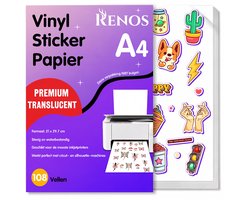 108 Translucent Vinyl Stickervellen A4 – Waterbestendig Stickerpapier voor Inkjet Printer - Geschikt voor Snijmachines