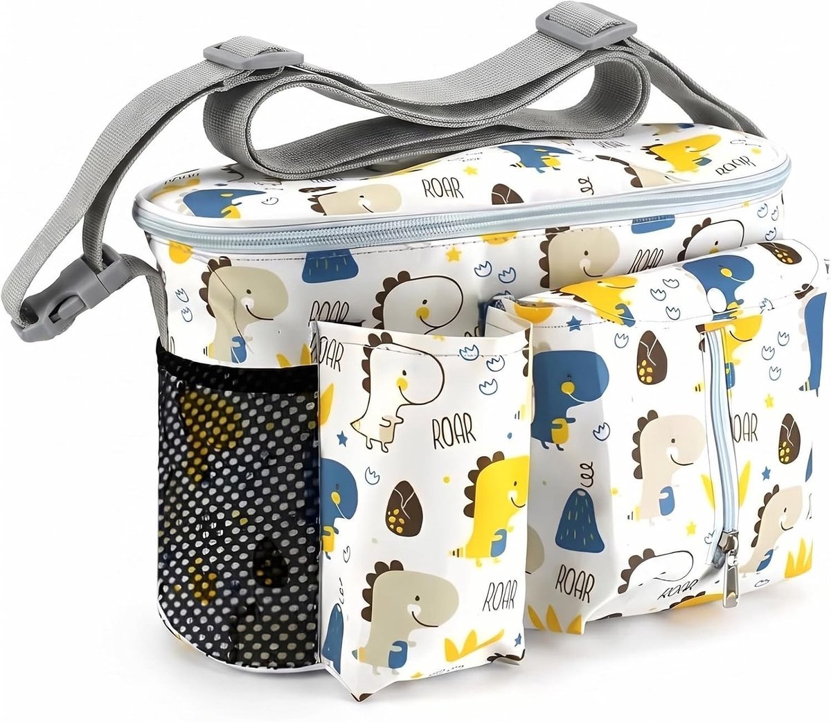 Universele kinderwagen-organizer en buggy-tas, waterdicht met bekerhouders en verstelbare riemen voor luiers, flessen en smartphone
