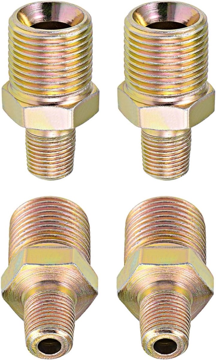 1/8 NPT naar 3/8 BSP Mannen Verkleiningspijp Fitting - 4 Stuks - Geschikt voor Buiskoppeling - Koolstofstalen Hex Nippel Verbindingen - Duurzaam en Betrouwbaar