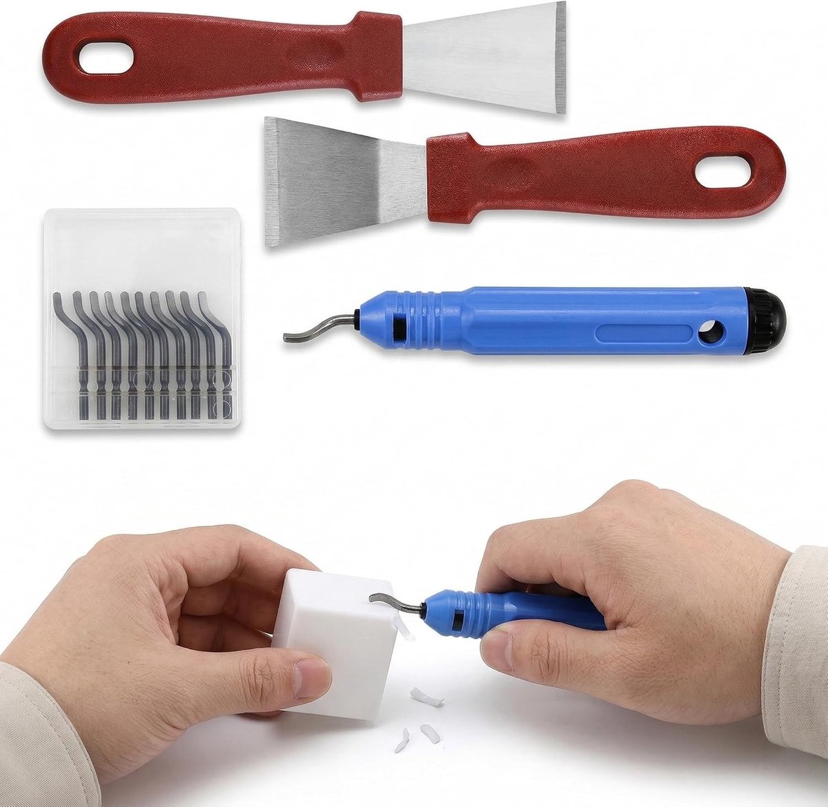Professionele 3D Printer Spatula Set van 3 Stuks, RVS Recht en Gebogen, Voor Modelverwijdering en Bedaccessoires, Duurzaam en Efficiënt
