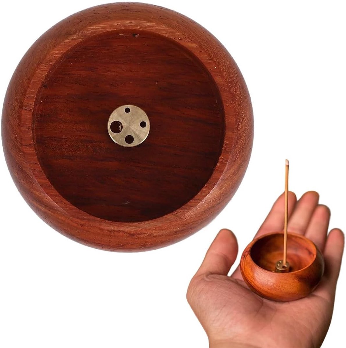 Houten wierookhouder in Zen-stijl, 8 x 8 x 3 cm, perfect voor meditatie en ontspanning
