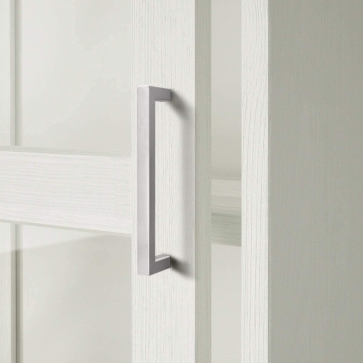 SnelShoppen - 2 stuks roestvrijstalen handgrepen voor kast en deur - 224 mm afstand - zilver - ideaal voor keuken, slaapkamer en meubels