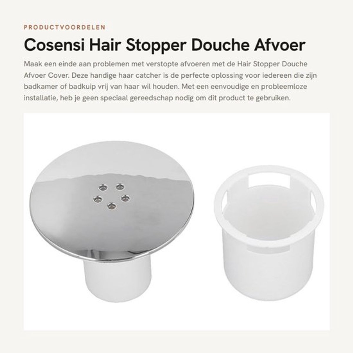 Haarstopper Probleemloze Installatie - Doucheafvoer Cover - Haarvanger - Snel Drainerend - Compatibel met 90 mm Afvoergat - Upgrade Badkameruitstraling - Afvoerstopper