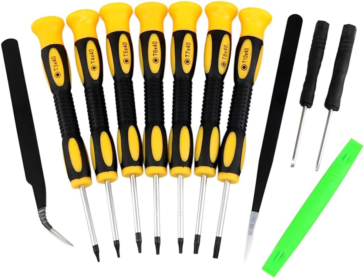 SnelShoppen - 12-delige Torx-schroevendraaierset T3 T4 T5 T6 T7H T8H T10H met Precisie Magnetische Schroevendraaiers en Wrikgereedschap voor PC, Lapto