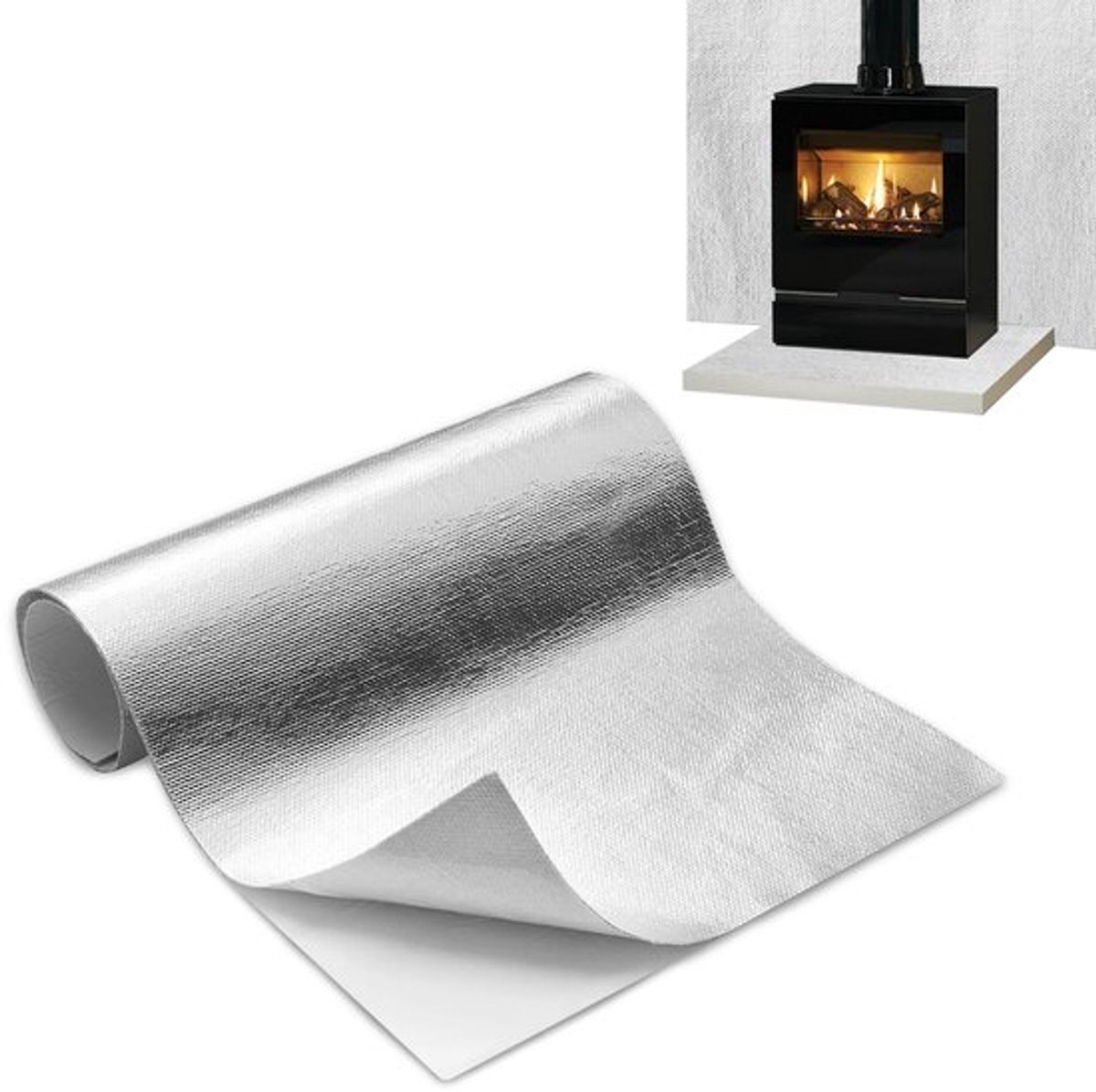 Hittebeschermingsmat 60 x 250 cm - Zelfklevend - Isolatiefolie - Hittewerend - Glasvezel - Waterdicht/Brandwerend