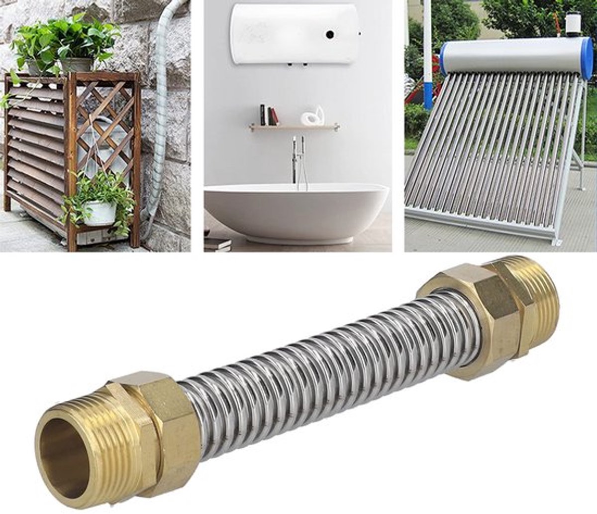 Ribbelslang - Flexibele verbindingsslang - Zilver - Roestvrij staal - Geschikt voor airconditioning - 20 cm