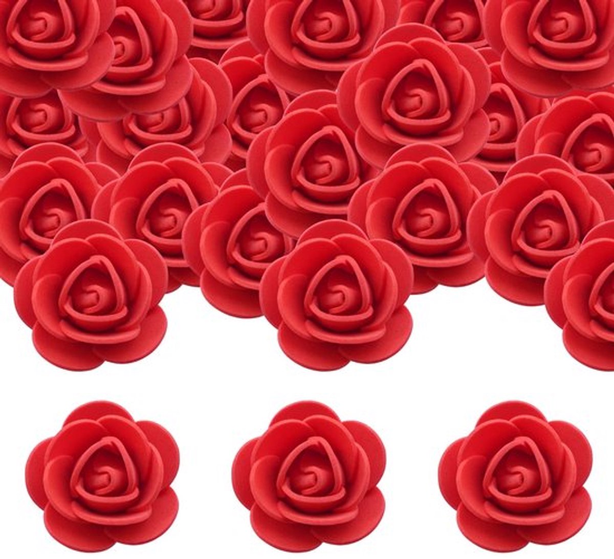 Kunstrozen 100 Stuks - Realistisch Design - Schuimrozen 3,5 cm Rood/2,5 cm Lichtroze - Zac
