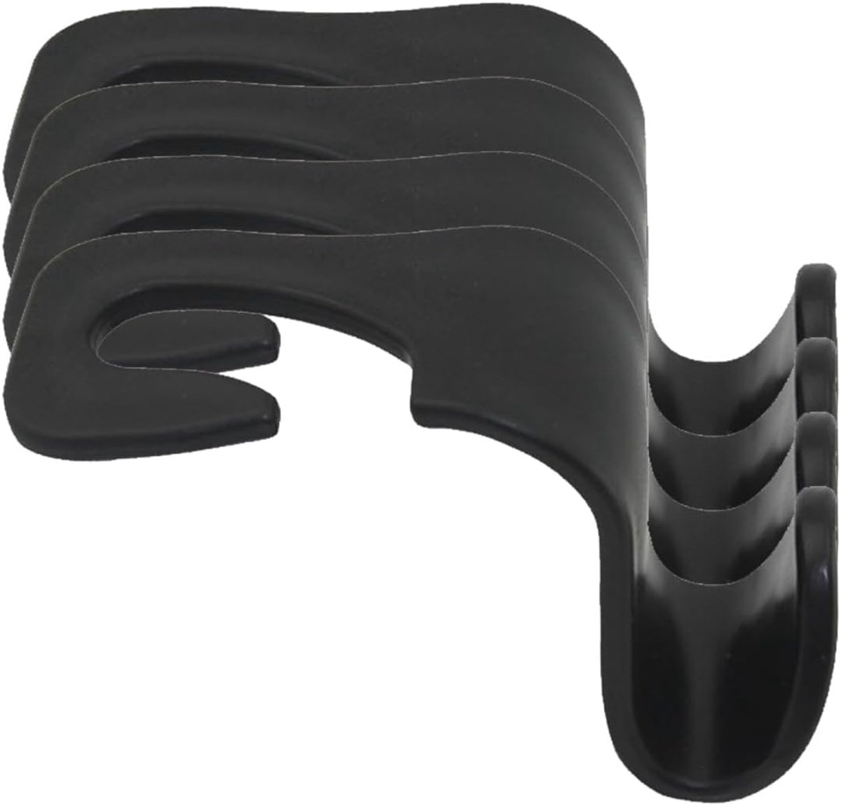 SnelShoppen - Car Headrest Hook Organiser - Zwart - Set van 4 - 20kg Draagcapaciteit per Haak - Ideaal voor Winkelmanden, Handtassen en Meer