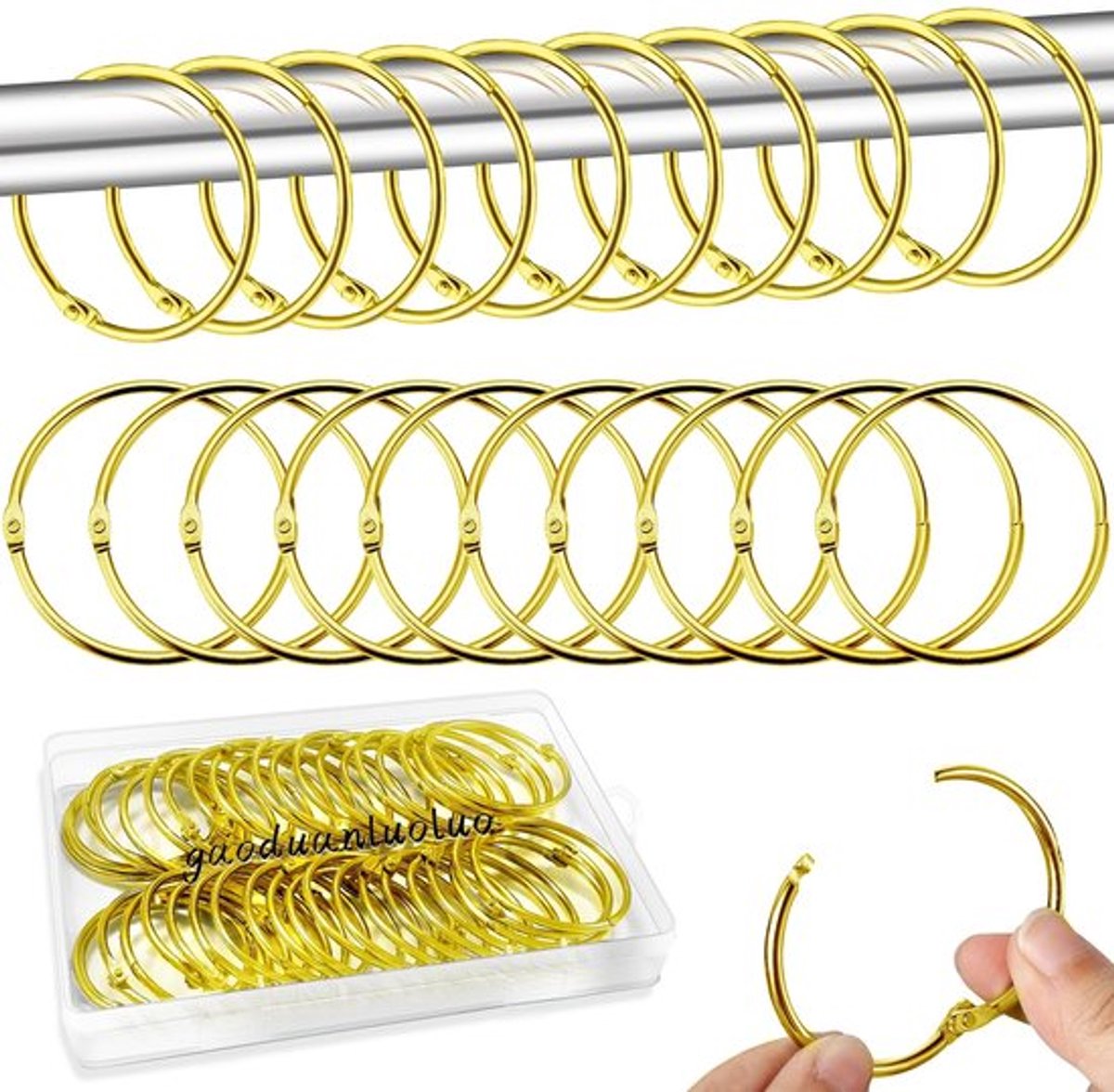 Gordijnringen 50 mm - 20 Stuks - Metalen Douchegordijnringen - Gordijnringen voor Raamdeur - Boekringen - Geschikt voor Gordijnroeden