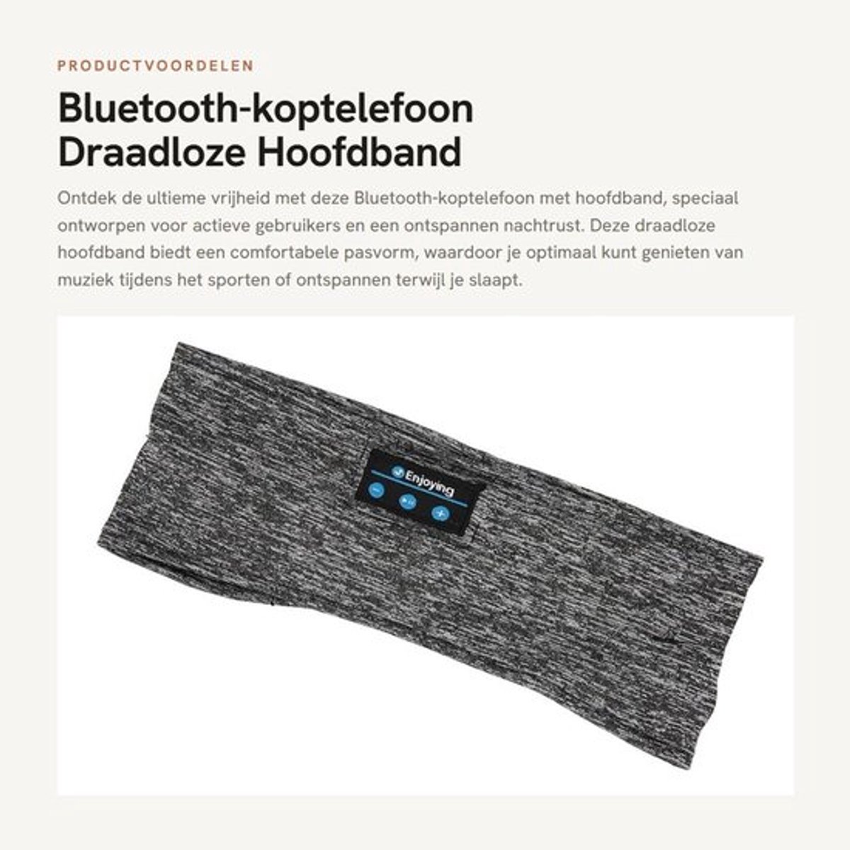 Bluetooth-koptelefoon - Draadloze Hoofdband - Ultradunne HD-stereoluidspreker - Ideaal voor Sporten - Comfortabel en Handig voor Slaap -...