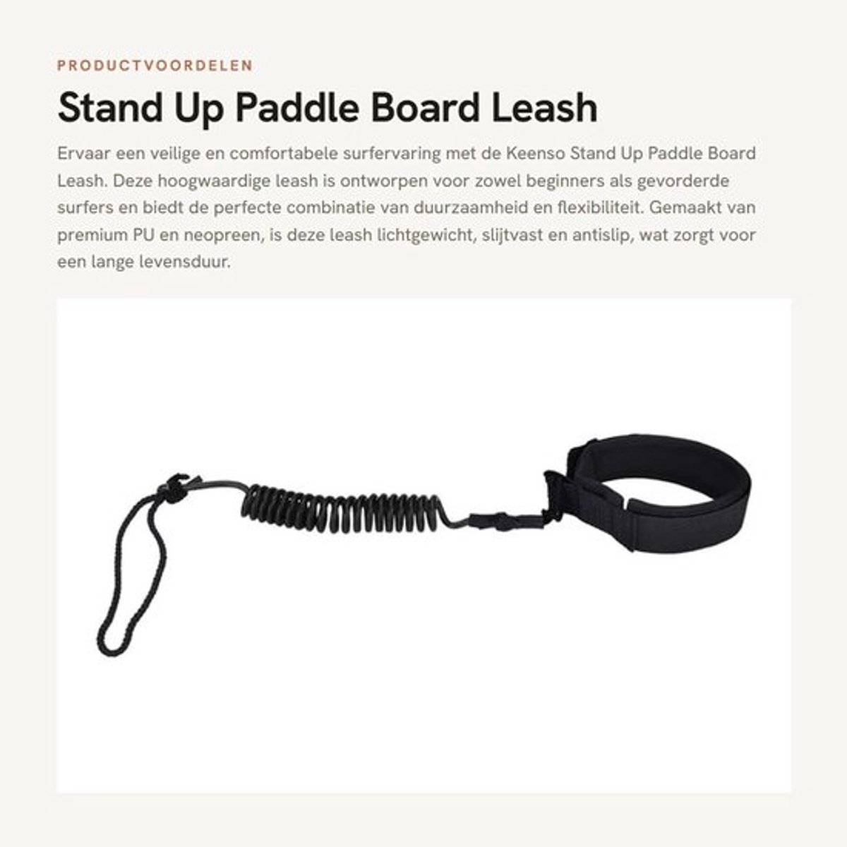 Surf Leash - Lichtgewicht - Verstelbare Enkelband - Duurzaam PU/Neopreen - Antislip - Geschikt voor Surfboard/Bodyboard