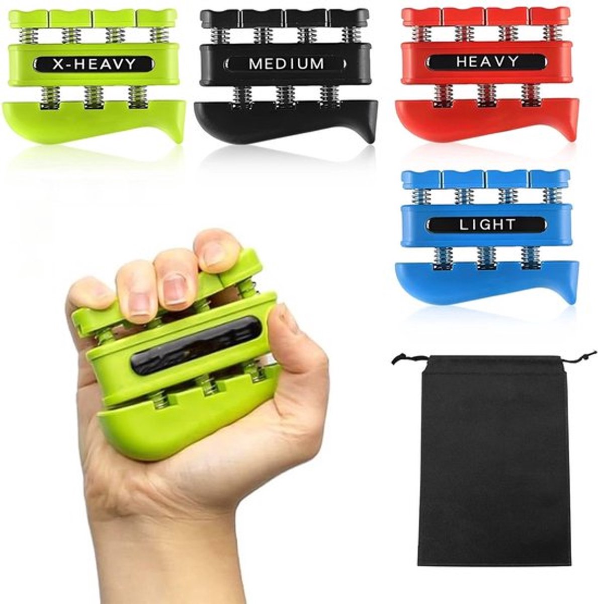 Handtrainer 4 stuks - Vingertrainer - Grijpkrachttrainer - ABS Kunststof - Verstelbare handgreep - Slijtvast en lichtgewicht