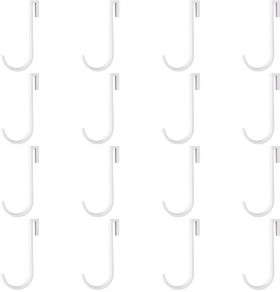 J-vormige Haak 16 Stuks - Aluminium - Wandhaak - Ophanghaak - Klikhaak - Draadrek Haak - Wit