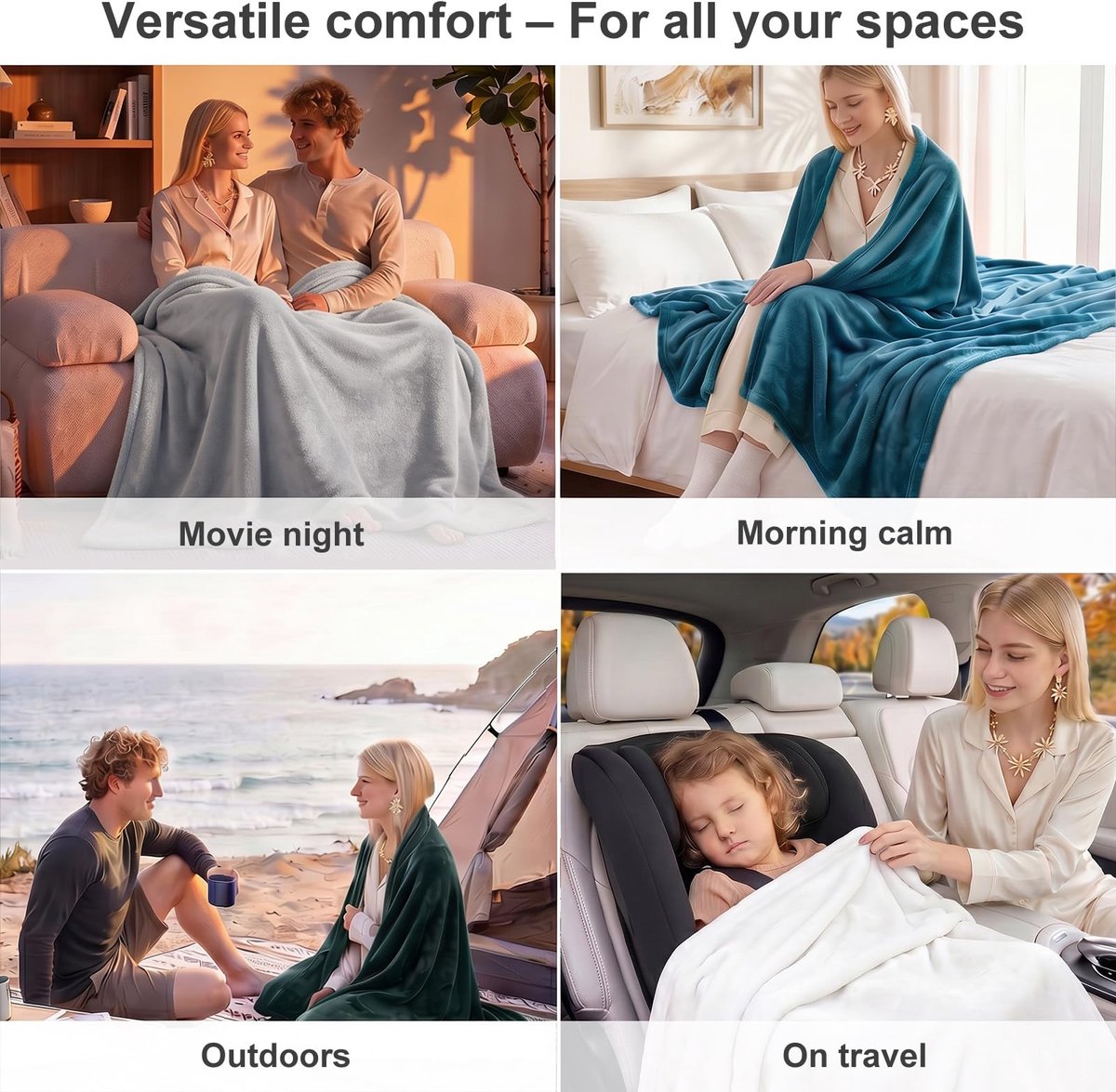 SnelShoppen - Fleece Dekentje 220x240cm - Extra Zachte Warme Plaid & Knuffeldeken, Sofa Dekentje voor Bank, Bed of Reizen - Lichtgewicht, Anti-pilling
