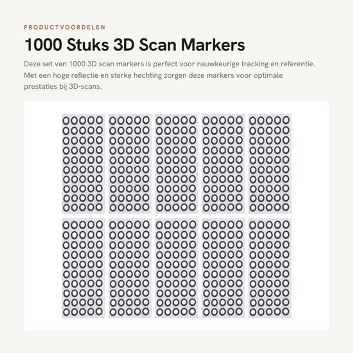 3D Marker Hoge Reflectie - 1000 Stuks - PET Materiaal - Sterke Hechting - 6mm Binnendiameter - 10mm Buitendiameter - Scanning Dots