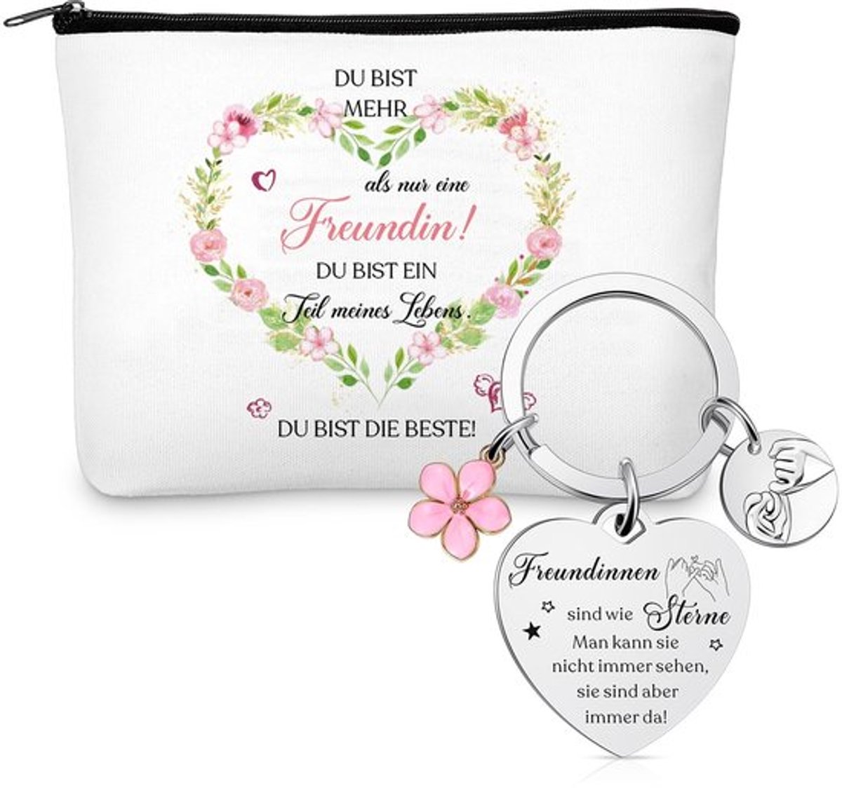 Sleutelhanger Vriendschap - Cosmetische Tas - Toilettas - Cadeauset - Motiverend Geschenk - Doordacht Vriendschapscadeau
