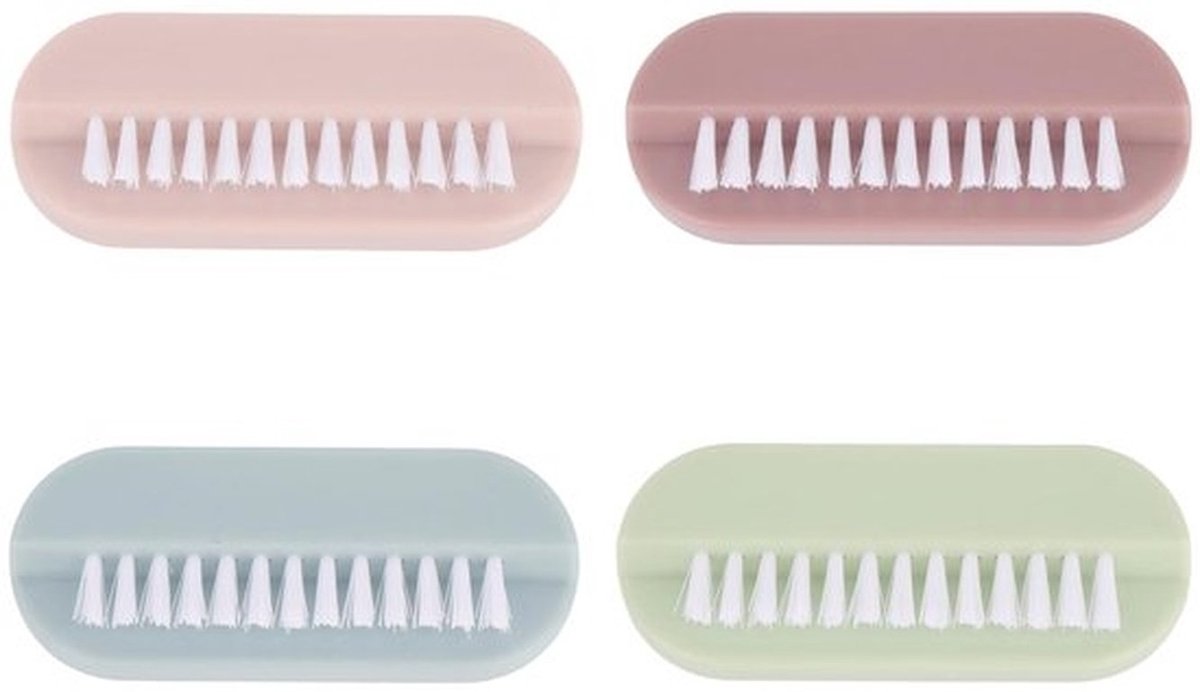 Nagelborstels 4 Stuks - Tweezijdige Reinigingsborstels - Zachte/Stijve Borstelharen - Draagbaar - 9,8 x 4 x 2,5 cm - Duurzaam Materiaal - Nagelreinigers