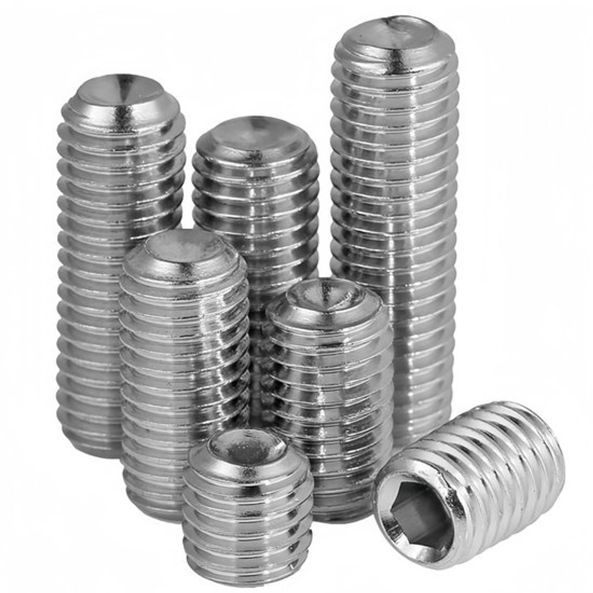 Madenschroeven M8 x 12 mm - Roestvrij Staal - Binnenzeskant - Kegelkop - Draadpennen - Set van 10 Stuks - Draadpen