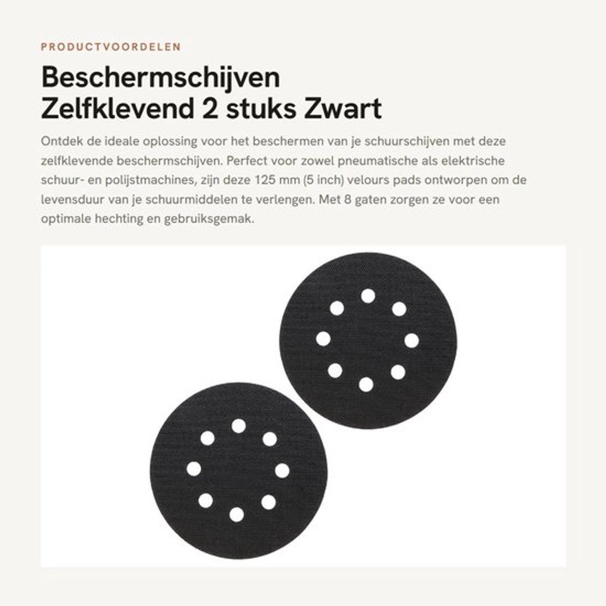 Beschermschijven - Zelfklevend - 2 stuks - Zwart - Interface Pad - Voor schuurmachines en polijstmachines - 125 mm