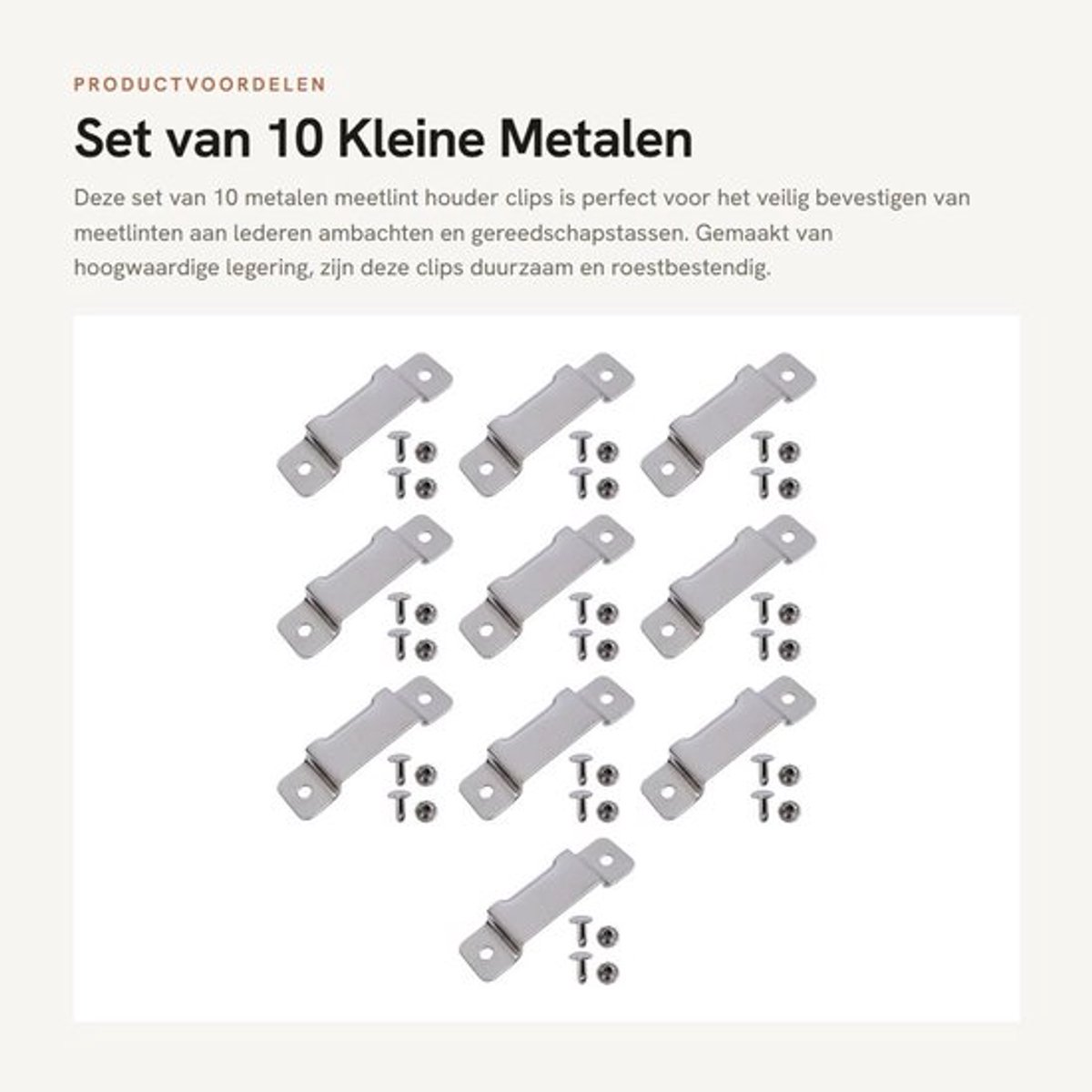 Meetlint Houder - 10x Metalen Clip - Hoogwaardige Legering - Gereedschapstas Beugel - Lederen Ambachten - Gemakkelijk te Installeren - Meetlintclip