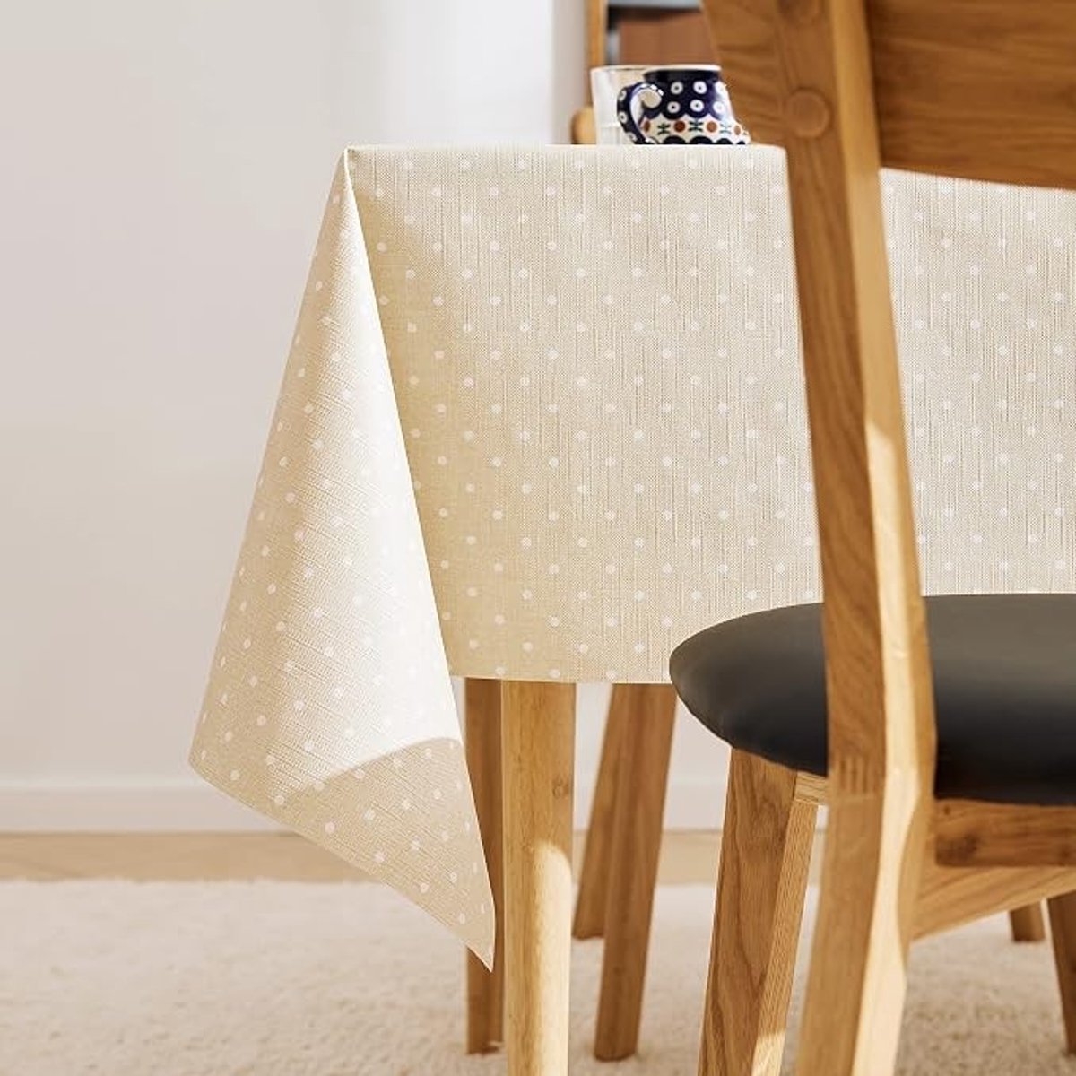 Vintage tafelkleed met stippenpatroon - PVC tafelzeil 140x200 cm