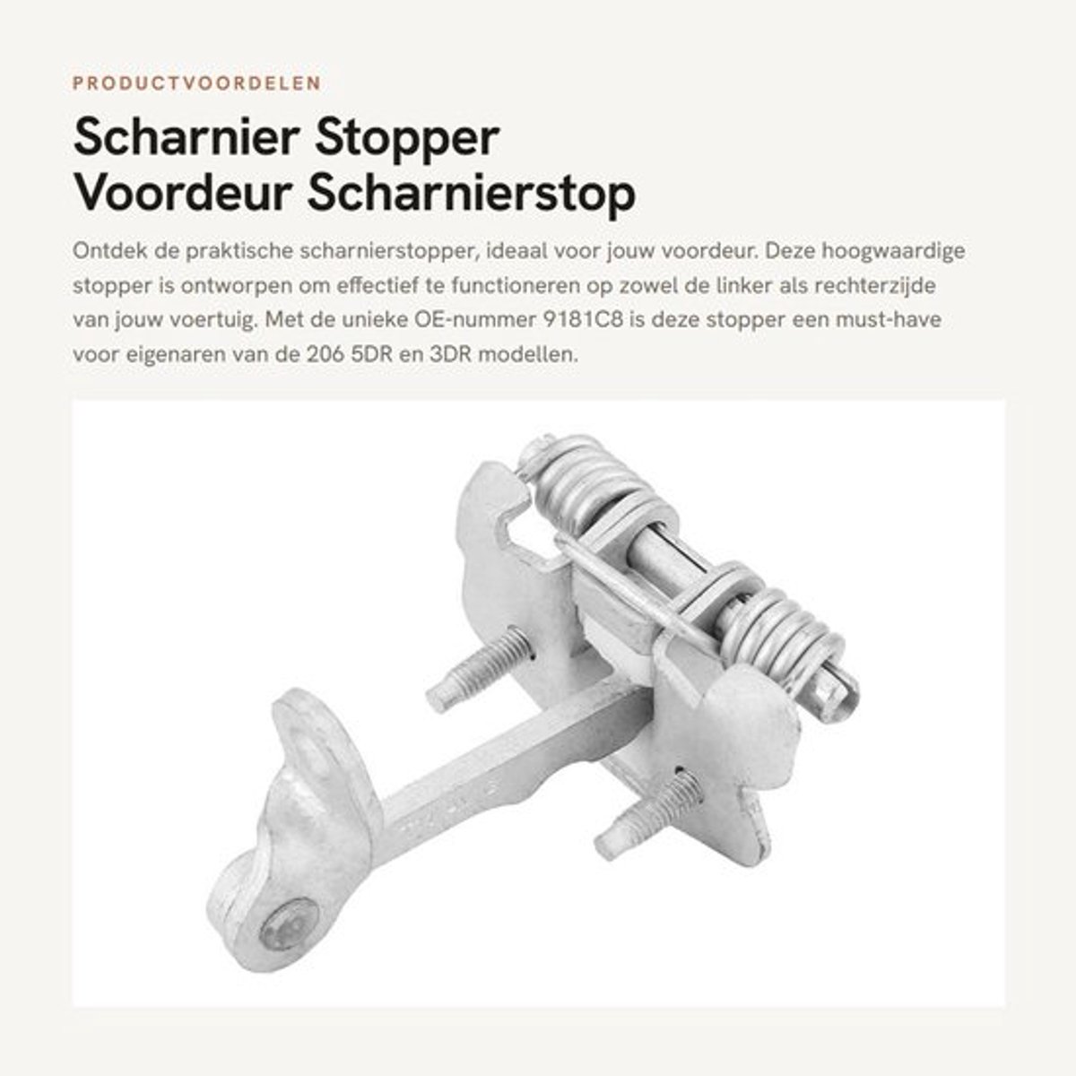 Scharnierstopper Gemaakt van Aluminiumlegering - Deurscharnier - Geschikt voor 206 5DR/3DR - Links/Rechts Montage - Duurzaam - OE-nummer 9181C8
