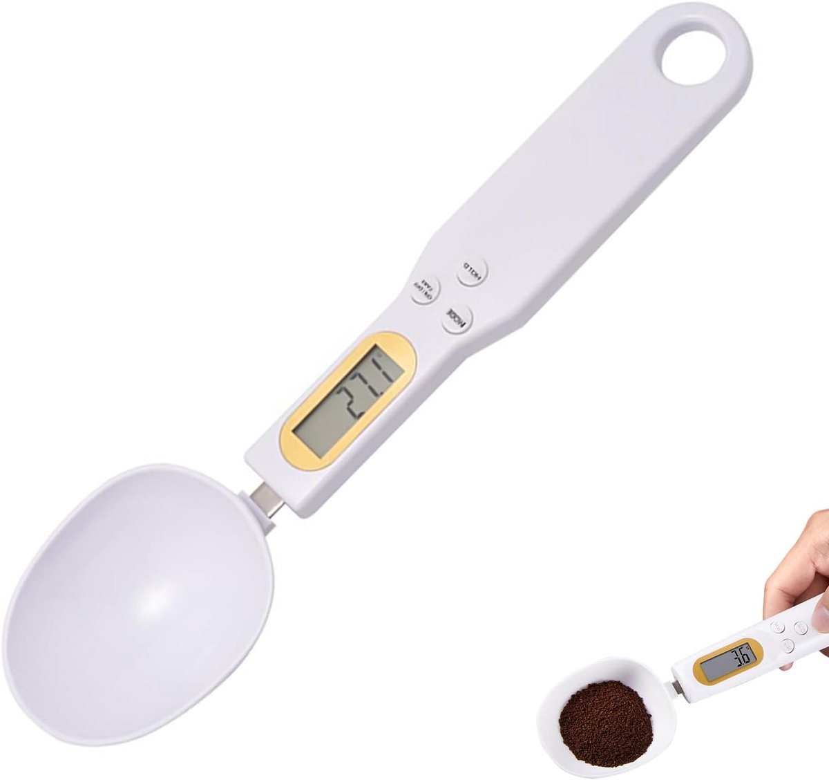 SnelShoppen - Digitale Maatlepel met Schaal 0.1g tot 500g, Ergonomische Maatlepel voor Keuken, 4 Meeteenheden voor Poeder en Voedsel, LCD Display