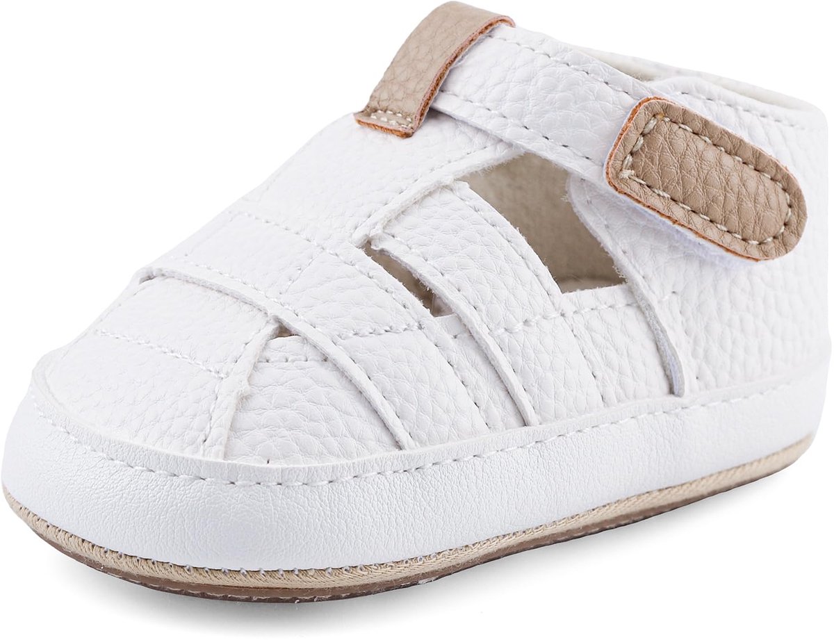 SnelShoppen - MASOCIO Babysandalen voor Jongens, Zomerschoenen, Antislip Rubber, Wit, 6-12 Maanden, Ideaal voor Feest, Camping en Tuin