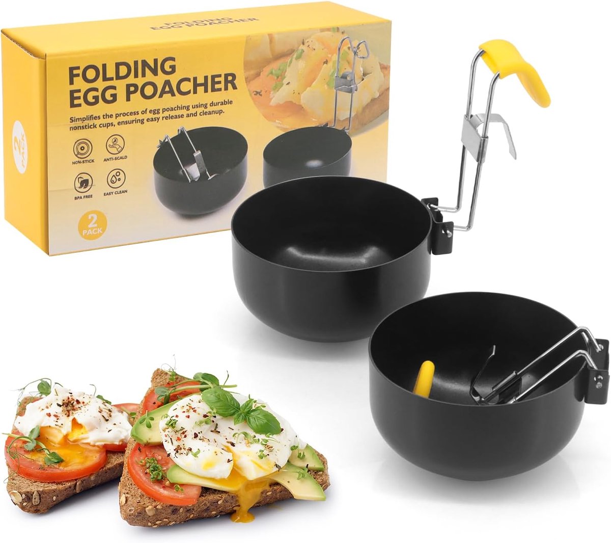 Eierkoker RVS - Vouwbaar - Non-stick coating - Perfect voor gepocheerde en gekookte eieren - SnelShoppen