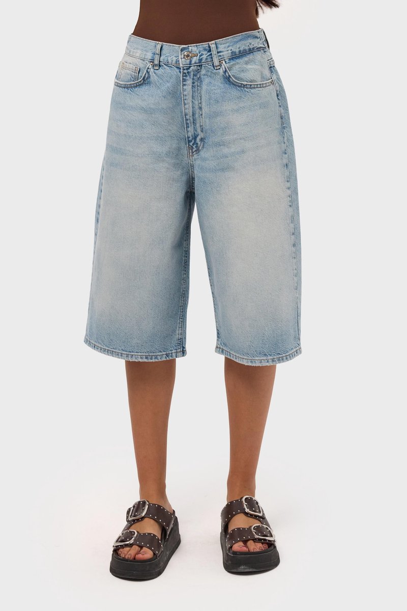 It's Basic - ELASTICATED BERMUDA DENIM SHORT - AQUA