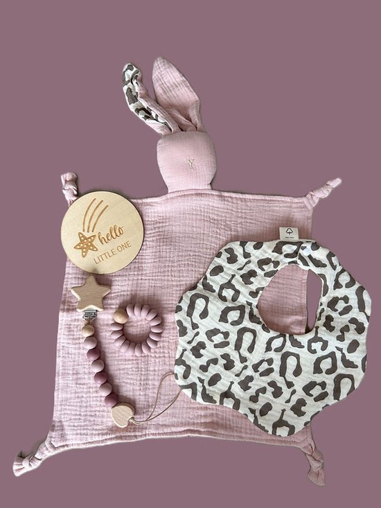 Baby meisje brievenbus cadeau - knuffel - slab - speenkoord - bijtring — afbeelding 2