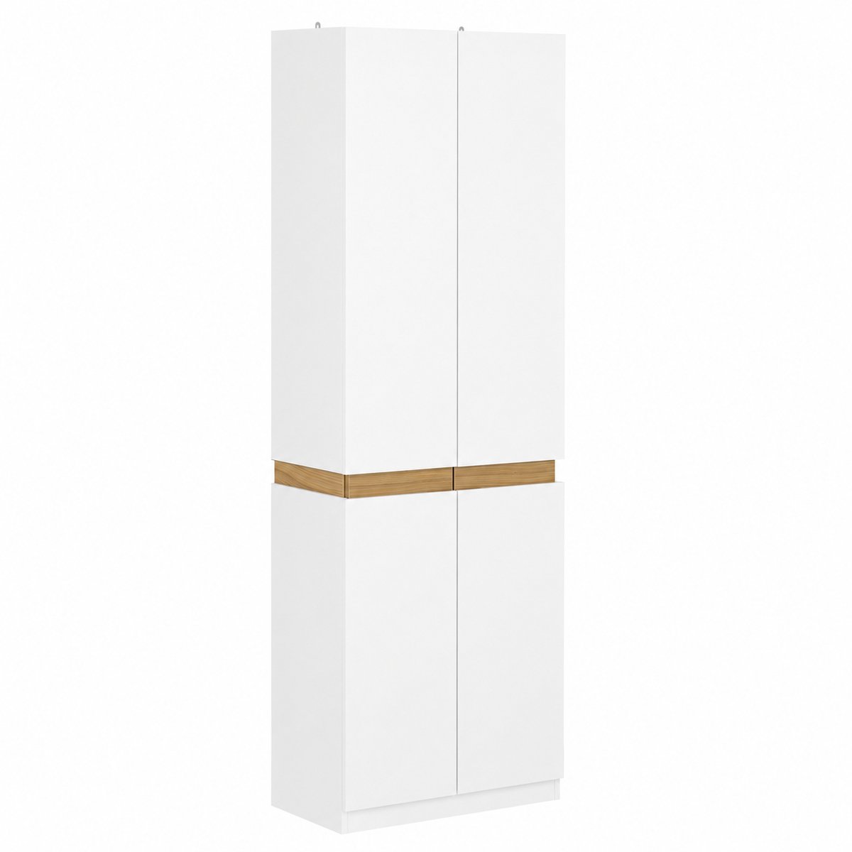 CORE Opbergkast met 2 Deuren - Hoge Multifunctionele Kast met 5 Opbergvakken - Ruime Keukenkast en Voorraadkast - Vrijstaande Opbergkast - Modern Design met Veel Opbergruimte - 61x30x192cm - Wit/Zwart
