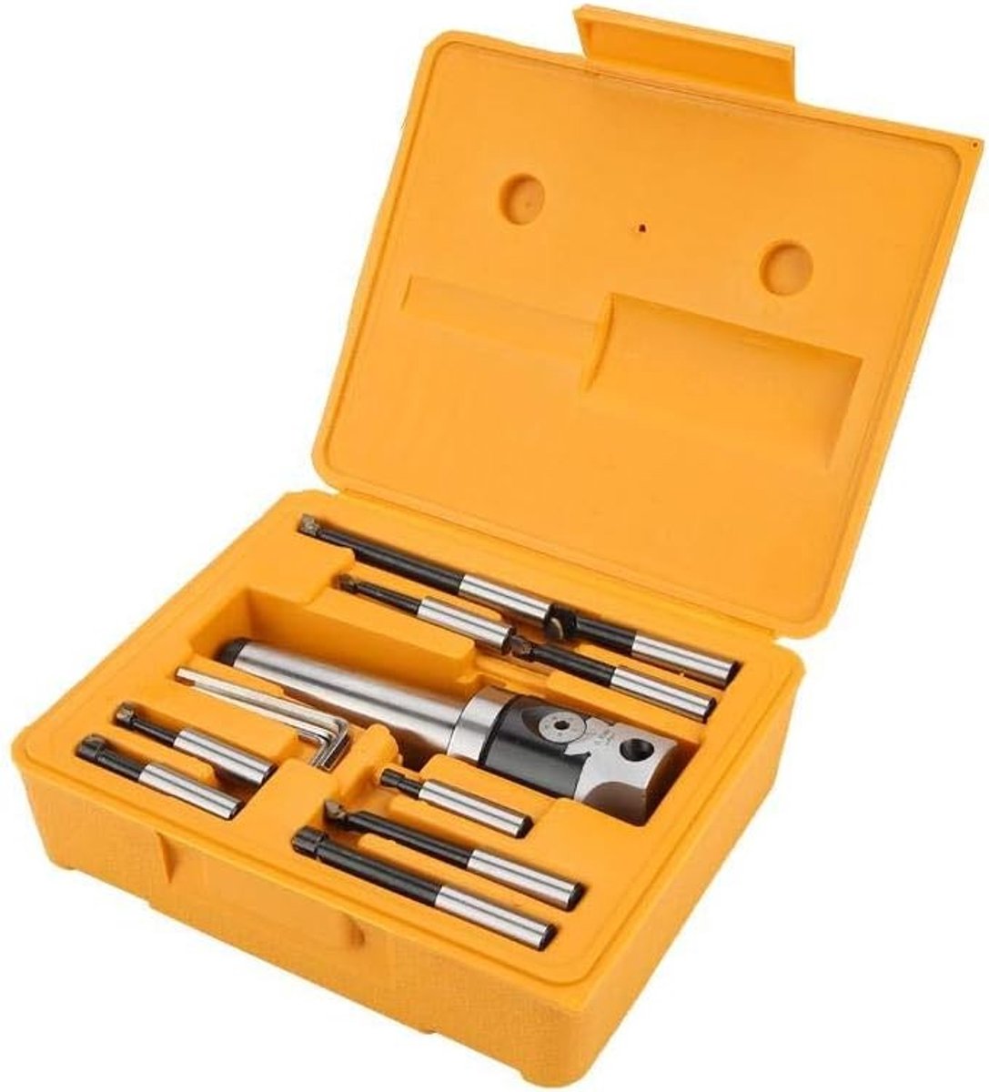 Complete Booropstelling met Conische Schacht en Adapter voor CNC Machines - 9-delige Boren en 14-delige Accessoires voor Precisiewerk en Efficiënte Boring