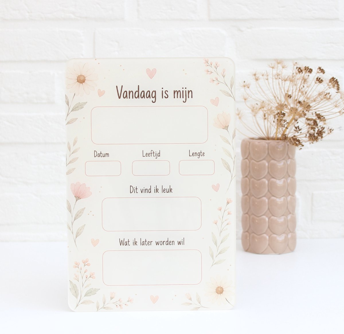 Eerste & laatste schooldag invulbord – Herbruikbaar plexiglas schoolbord – Back to School – Nieuw schooljaar – Soft Bloom
