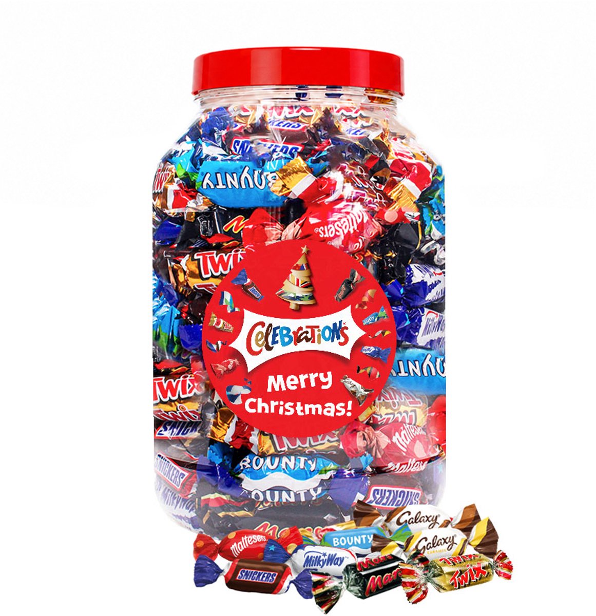 Mars Celebrations chocolade voor Kerst "Merry Christmas!" - Twix, Snickers, Mars, Bounty, MilkyWay, Galaxy & Maltesers - 1200g