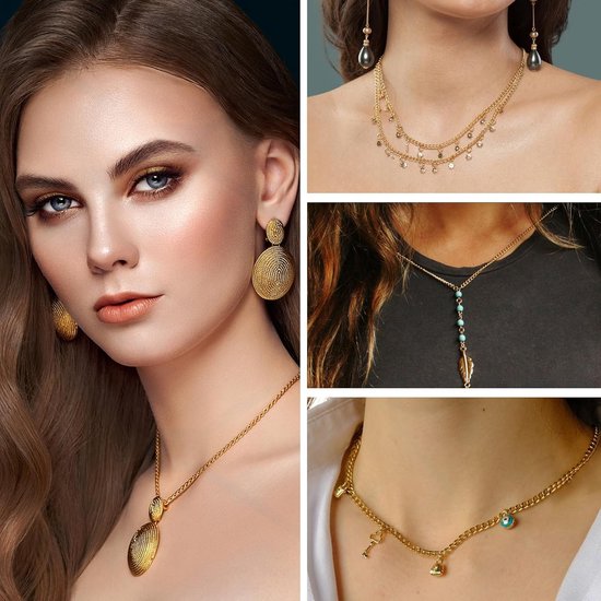5 meter goudkleurige ketting van roestvrij staal met 10 karabijnsluitingen en 20 splitringen voor DIY sieraden maken, ambachten en charms — afbeelding 5