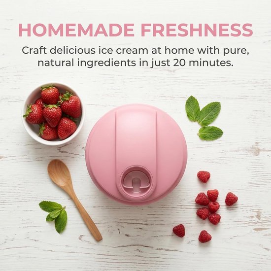 Ijsmachine zelf vriezend-softijs machine voor thuis - Maak snel zelfgemaakte bevroren yoghurt en desserts in 15 minuten - Compact ontwerp voor één portie, ideaal voor kinderkamers en keukens - Roze - 14x14x16 cm — afbeelding 2