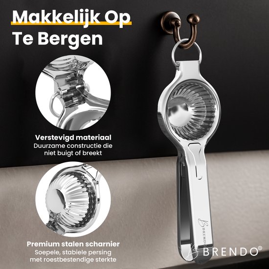Brendo® - Citroenpers - universele maat - uitpersen tot de laatste druppel - citruspers - extreem robuust - voor meer fris en genot van Brendo — afbeelding 3