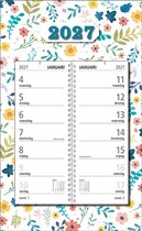 MGPcards - Omlegweekkalender 2027 - Week begint op maandag - 21 x 34 cm - Bloem - Wit